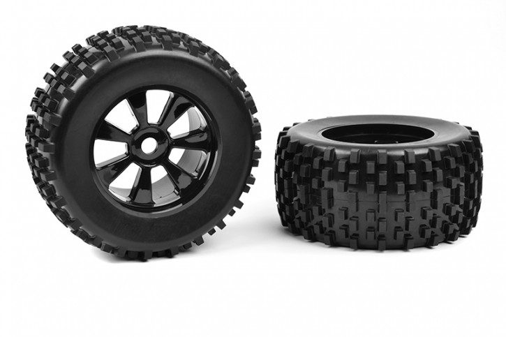 Team Corally - Off-Road 1/8 Monster Truck Tires - Gripper - Glued on Black Rims - 1 Paar