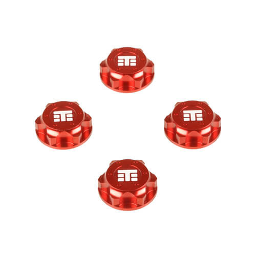 TKR5116BR-Wheel Nuts (T Logo, 17mm, serrated, red ano, M12x1.0, 4pcs