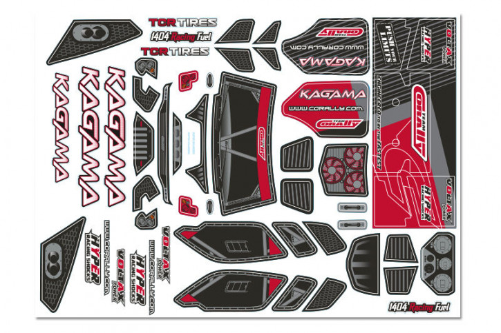 Team Corally - Body Decal Sheet - Kagama - Red - 1 pc