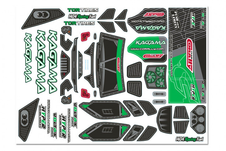 Team Corally - Body Decal Sheet - Kagama - Green- 1 pc