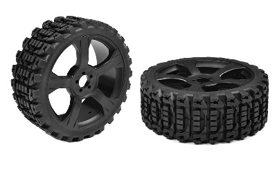 Team Corally - Off-Road 1/8 Buggy Tires - Xprit - Low Profile - Glued on Black Rims - 1 pair