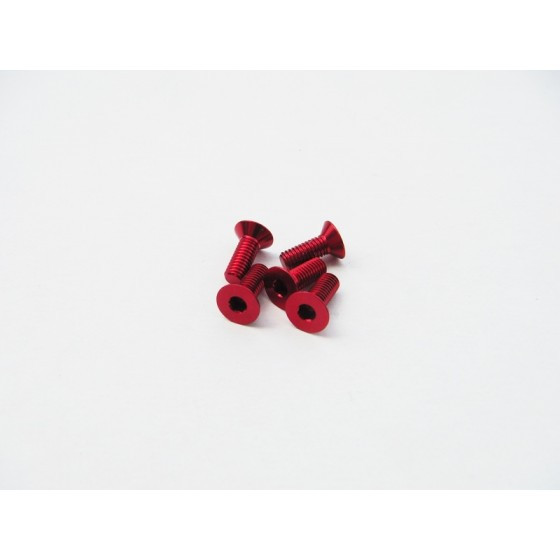 Hiro Seiko Alloy Hex Socket Flat Head Screw M3x6 [Red] (5 pcs)
