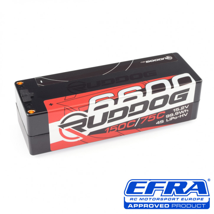 RUDDOG Racing 6600 (99.9Wh) 150C/75C 15.2V LCG 1/8 Pack LiPo-HV Battery