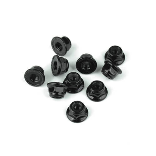 TKR1212-M4 Locknuts (flanged, black, serrated, 10pcs)