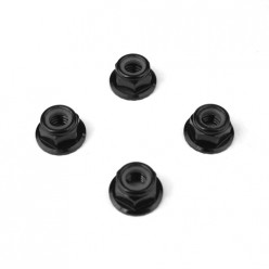 TKR1215-M5 Locknuts (aluminum, flanged, serrated, black, 4pcs)