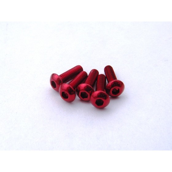 Hiro Seiko Alloy Hex Socket Button Head Screw M3x10 Red 5 pcs